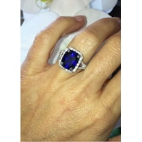 HeartsAndYou 4ct Natural Sapphire & Diamond Ring Split Shank Halo 100% 14k SOLID White Gold