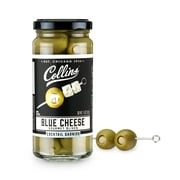Collins Gourmet Blue Cheese Olives | Premium Stuffed-Cheese Garnish for Cocktails, Martinis, Bloody Marys, Snack Trays, Charcuterie, and Salads, 5oz