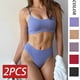 thumbnail image 2 of Conjunto de ropa interior de 2 piezas para mujer, conjunto de sujetador sin costuras, sujetador sin aros, ropa interior femenina Sexy de cintura alta, lencería Bralette básica cómoda Tan Jianjun unisex, 2 of 2