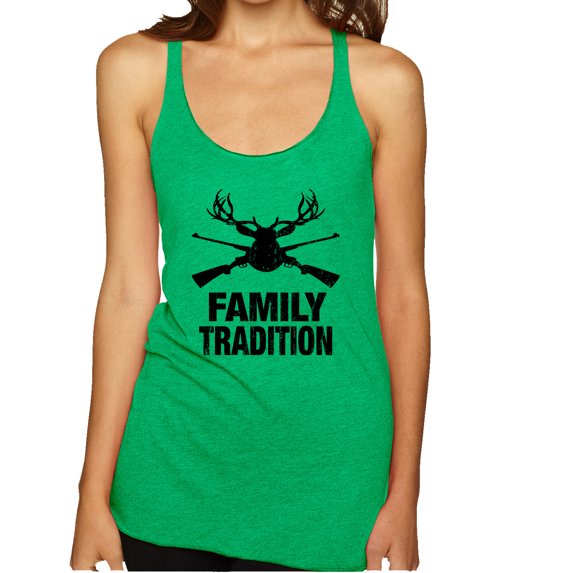 Wild Bobby, Family Tradition Buck Hunting, Hunting, Women Tri-Blend Racerback Tank Top, Envy, Large