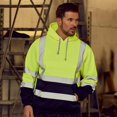 thumbnail image 1 of High Visibility Hoodies Sweatshirt with Pockets, Streetwear Drawstring Sweat Shirts Road Work Tops Warehouse Workwear for Men - fluorescent fluorescent L, 1 of 10