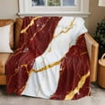 thumbnail image 2 of Red Marble Flannel Blanket for Bed,Travel and Camping, Gold Foil Modern Super Soft Cozy Blanket for All Seasons 50"x60", 2 of 7