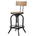 thumbnail image 2 of Ximen Naturally Antique Fir Wood Barstool w/ Backrest, 2 of 5