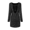 thumbnail image 5 of Sngxgn Womens Square Neck Long Sleeve Soft Lounge Long Dress Fall Casual Ribbed Bodycon Maxi Dresses(Black,L), 5 of 5