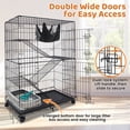 thumbnail image 3 of Homey Pet 50 Inch Cat Cages Indoor, Large 4-Tier Cat Crates for Indoor Cats, Collapsible Metal Wire Cat Enclosures Big Multi-Level Cat Cage for Adult Cats Kitten Kitty with Hammock, Ramp, 360° Wheels, 3 of 11