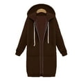 thumbnail image 5 of Usmixi Womens Sweatshirt Coat Long Coat for Women Open Front Zipper Plus Size Hooded Sweater Outerwear Casual Solid Long Sleeve Fleece Overcoat Winter Sweatshirt Coat, 5 of 7