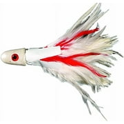 No Alibi Unrigged Troll Feather, 4-Ounce, White/Red Finish