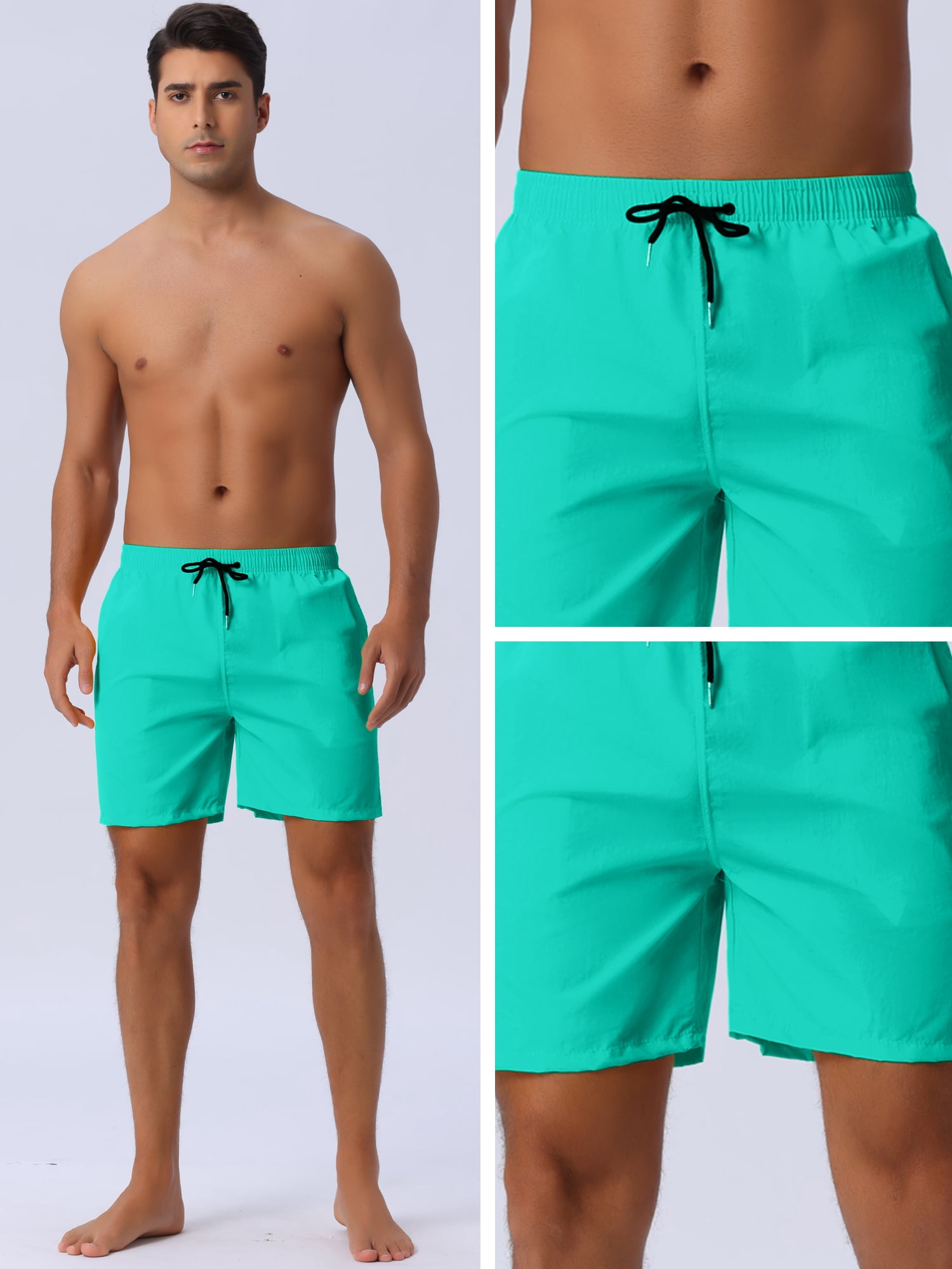 DARING DIVA Men's Elastic Waist Drawstring Surfing Board Shorts 32 Green