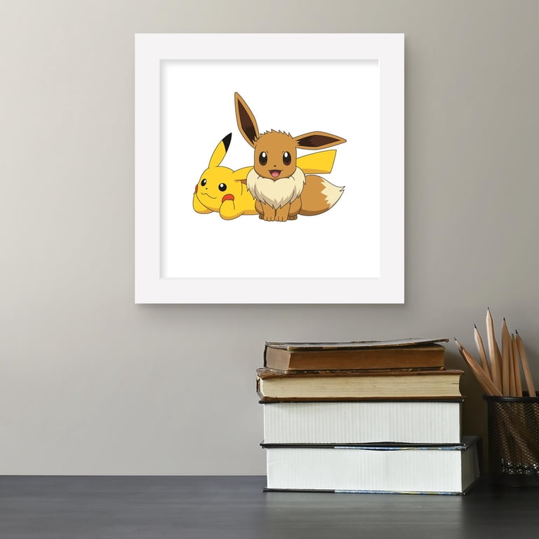 Gallery Pops Pokémon - Pikachu Eevee Group Wall Art, White Framed