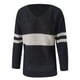 thumbnail image 2 of Gibobby Suéter de invierno para mujer de manga larga con cuello en V para mujer Suéter de punto informal a rayas a la moda(Negro,G), 2 of 4