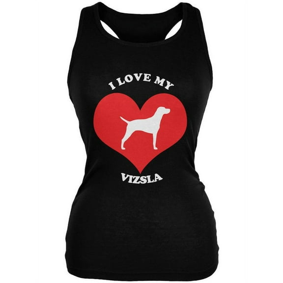 Valentines I Love My Vizsla Black Juniors Soft Tank Top - 2X-Large