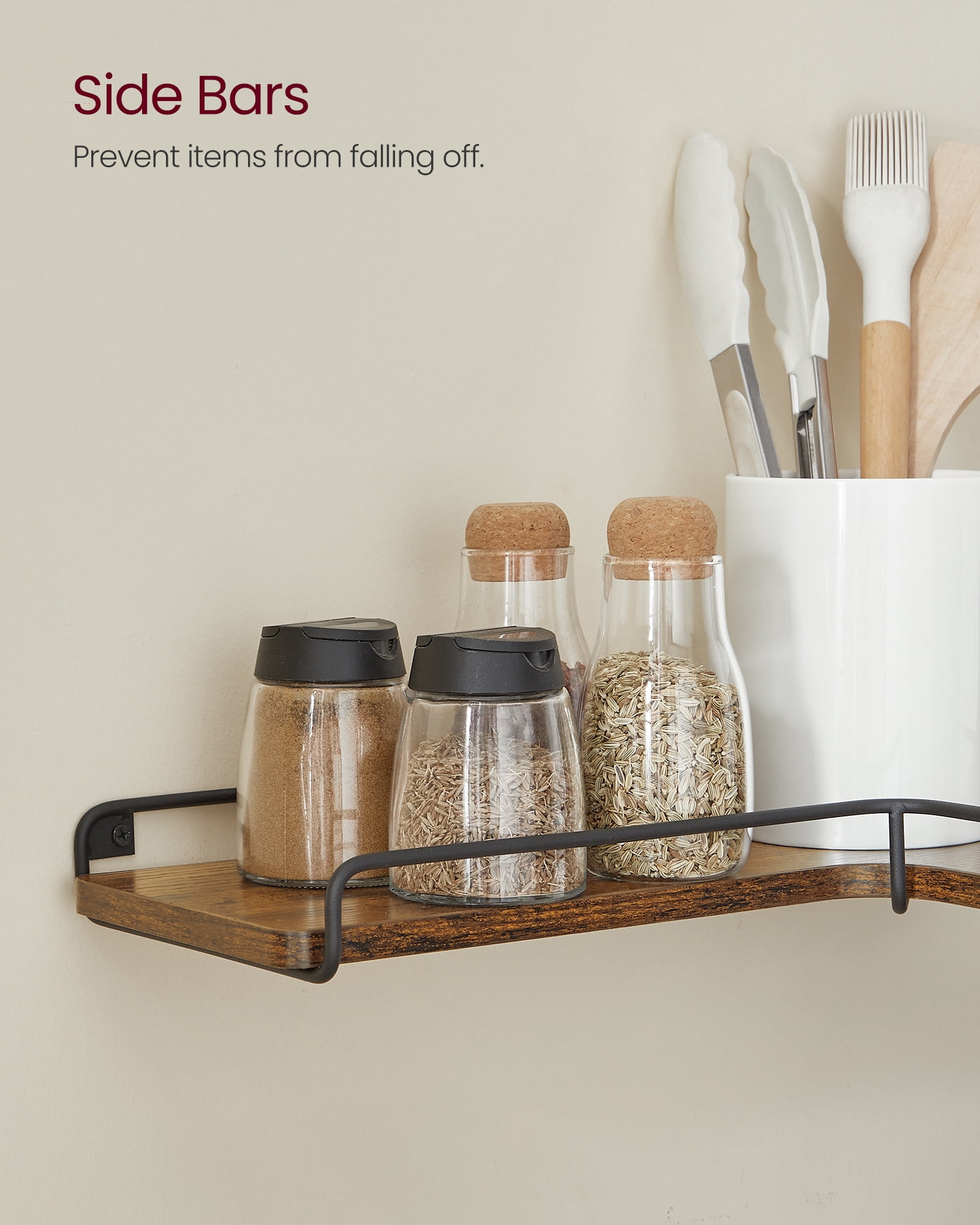 VASAGLE Corner Floating Shelves, Corner Wall Shelf Set of 2, Corner Shelves for Wall Decor and Storage, Wall Mount, Rustic Brown and Black