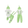 thumbnail image 2 of BemeyourBBs Newborn Baby Boy My First Soccer Game Outfits Baby Boy Spring Summer Fall Clothes 0 3 6 12 18 Months Letter Football Print Short Sleeve Rompers Suspender Pants Hat 3Pcs Set, 2 of 9