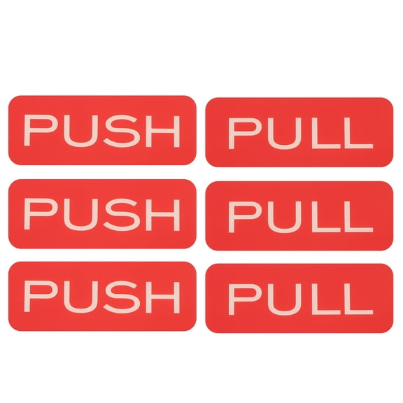 3Set Push Pull Door Stickers, 4.7in Push and Pull Signs Plate Acrylic Vertical Self-Adhesive for Doors Glass Window Business Stores, Rectangle, Red