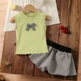 thumbnail image 4 of Amidoa Girls 2 Piece Outfits Summer Clothes Sleeveless Solid Color Cute Tank Top T-Shirt and Casual Shorts Kids Clothing Sets Green Size 8, 4 of 9