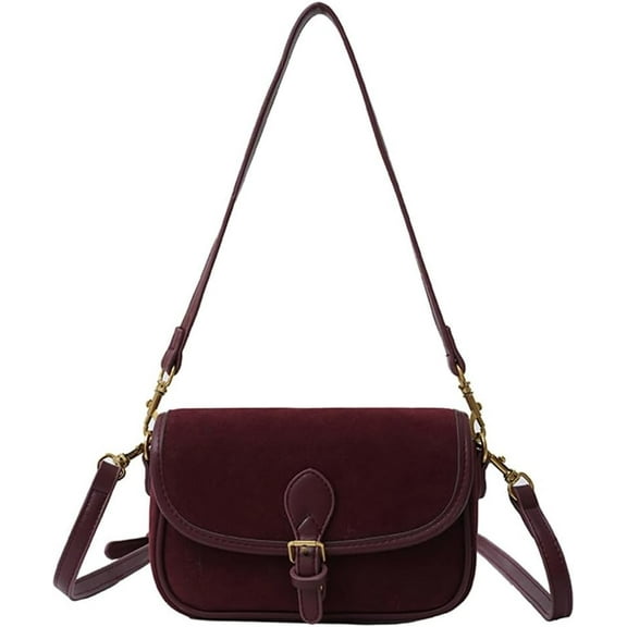 Suede Shoulder Bags For Women Retro Clutch Saddle Bag Small Tote Bag Slouchy Satchels Crossbody Purses Crescent Handbag Fall