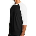 thumbnail image 4 of Men's Long Sleeve Round Neck Contrast Color Raglan Three Quarter Sleeve T-Shirt Top for Spring Fall Active Wear,Black,XL, 4 of 8