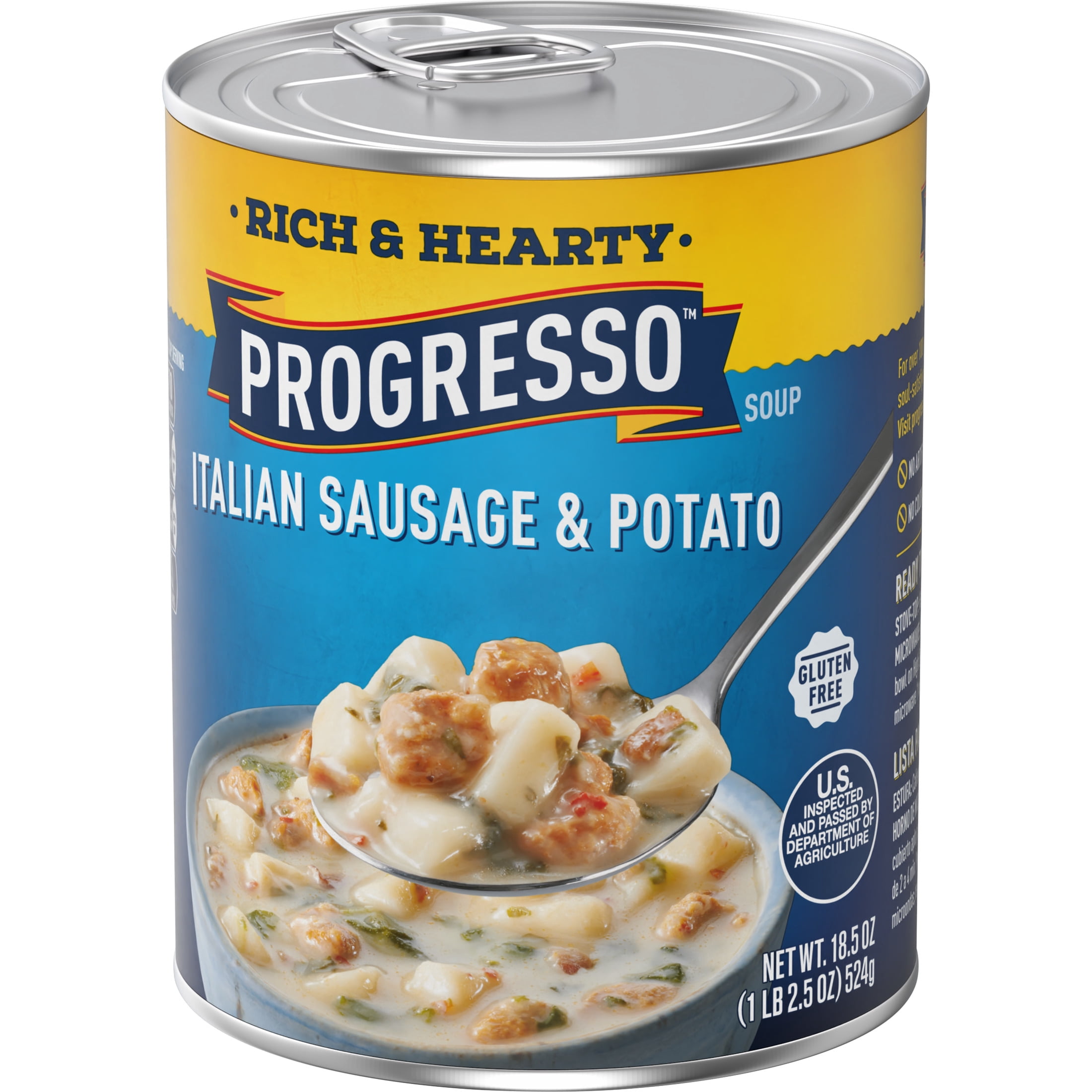 (5 pack) Progresso Rich and Hearty, Italian Sausage and Potato Canned Soup, Gluten Free, 18.5 oz