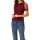 thumbnail image 4 of INSPIRAR CHIC Blusa de Mujer con Cuello Peter Pan de Malla con Mangas Cortas Abullonadas de Lunares Vintage Talla XS Rojo Vino, 4 of 7