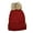 Lattice Red, variant on Thick Cable Knit Faux Fuzzy Fur Pom Fleece Lined Skull Cap Cuff Beanie, Lattice Red