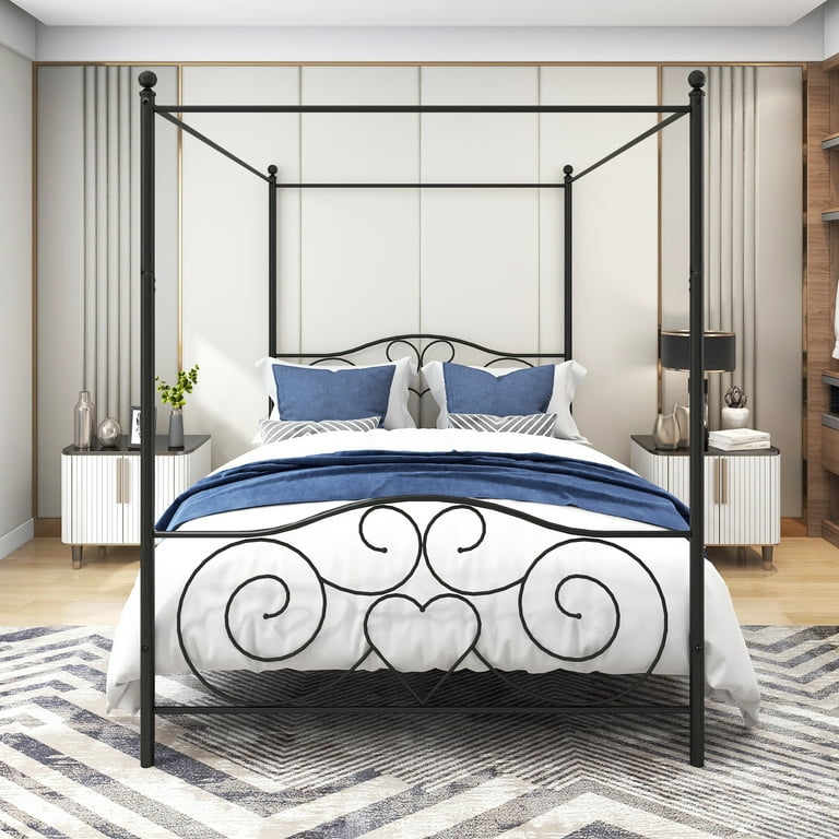 Queen bed frame sale with footboard brackets