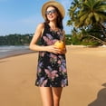 thumbnail image 3 of Vsdgher Robes d'Été Imprimé Bouquet pour Femmes Robe de Plage Décontractée Col en U Sans Manches Robe d'Été Ample avec Poche, 3 of 7