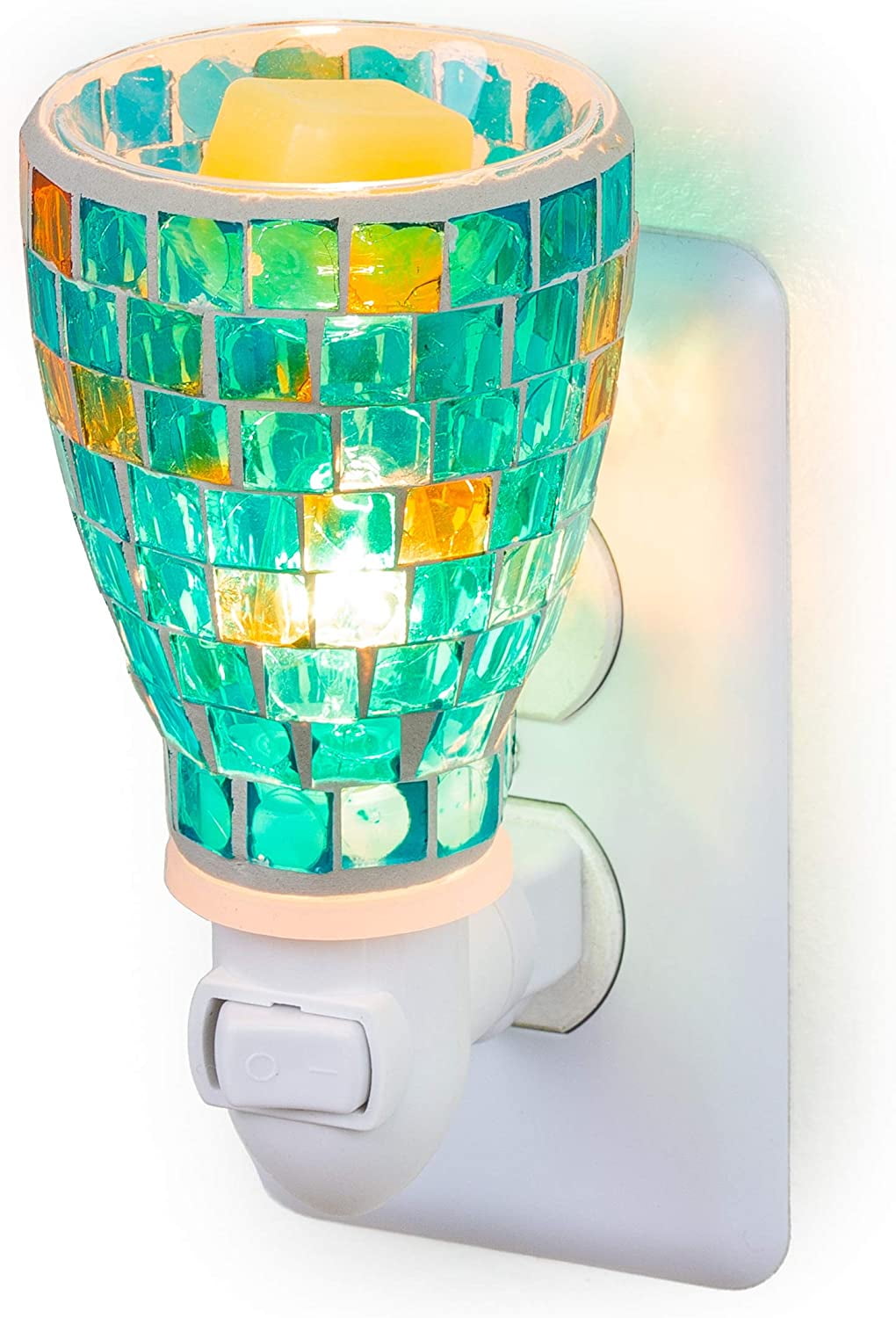 Dawhud Direct Mosaic Glass Plug-in Fragrance Wax Melt Warmers (Mediterranean Tile)