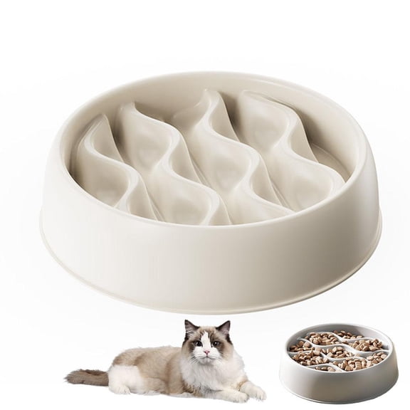NOVELAR Slow Feed Cat Bowl with Anti-Choke Grooves, 7.2 Inches Wide, Promotes Healthy Digestion, Ideal for Cats That Eat Too Fast