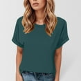 thumbnail image 2 of TYGHBN A Fashionable and Casual Round Neck Solid Color Short Sleeved T Shirt for Ladies Women Shirts with Women Swim Tee Women Loose Tops Summer Women Undershirt Womens Long Sleeve Shirts Plain Shirt, 2 of 4