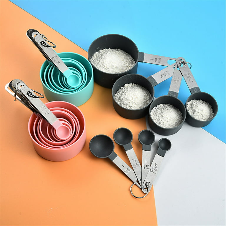 8 Pcs Measuring Cups and Spoons Set, Includes 4 pcs Measuring Cup Set, 4  Pcs Measuring Spoons Set, Stackable Measure Cups and Spoons with Stainless