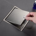 thumbnail image 3 of ABCISI Brushed Nickel Shower Drain Square 6 inch SUS304 Stainless Steel Shower Floor Drain with Hair Strainer Tile Insert Shower Drain Cover, 3 of 14