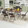 thumbnail image 5 of Barara King Heavy Duty Picnic Tables,6 Feet Folding Table with Wood Grain HDPE Tabletop and Safe Lock Mechanism-Brown, 5 of 10