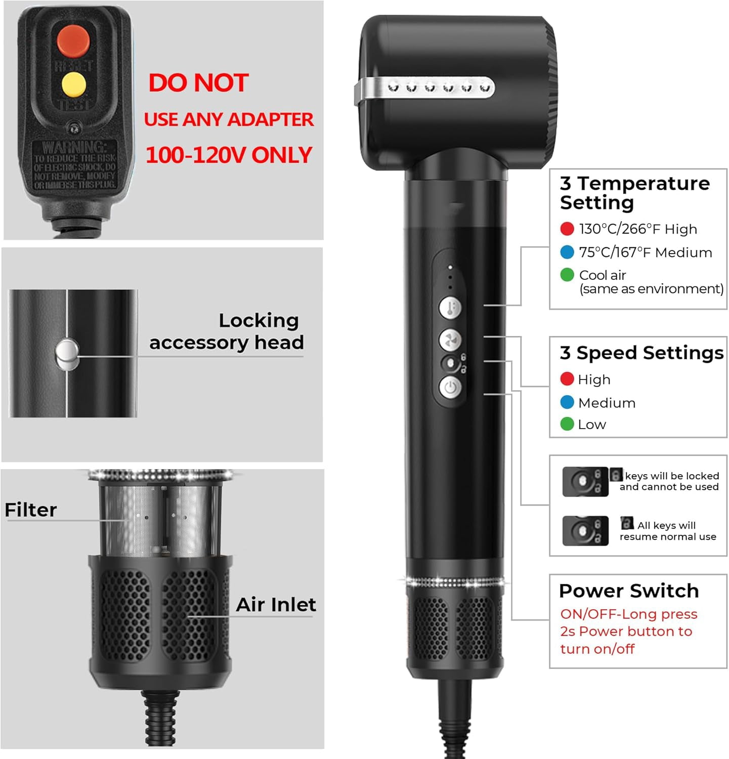 7-in-1 Hair Dryer Brush Set with Diffuser & Concentrator - Professional Ionic Hot Air Styler with Auto-Wrap Curler for Straight, Wavy & Curly Hair, Includes Storage Case