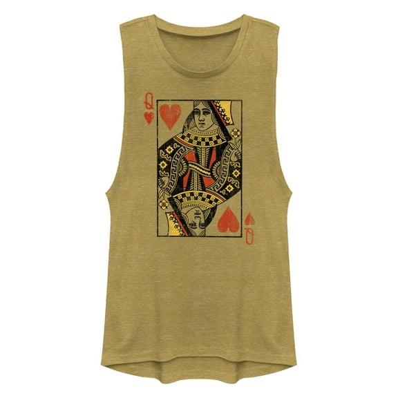 Junior's Lost Gods Heart Queen Card  Festival Muscle Graphic T-Shirt