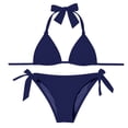 thumbnail image 6 of JoveMarine Women's Tie Side Bikini Set Two Piece Swimsuit Adjustable Straps Beach Bathing Suit Summer Bathing Suit For Womens Swimsuits Navy XL, 6 of 7