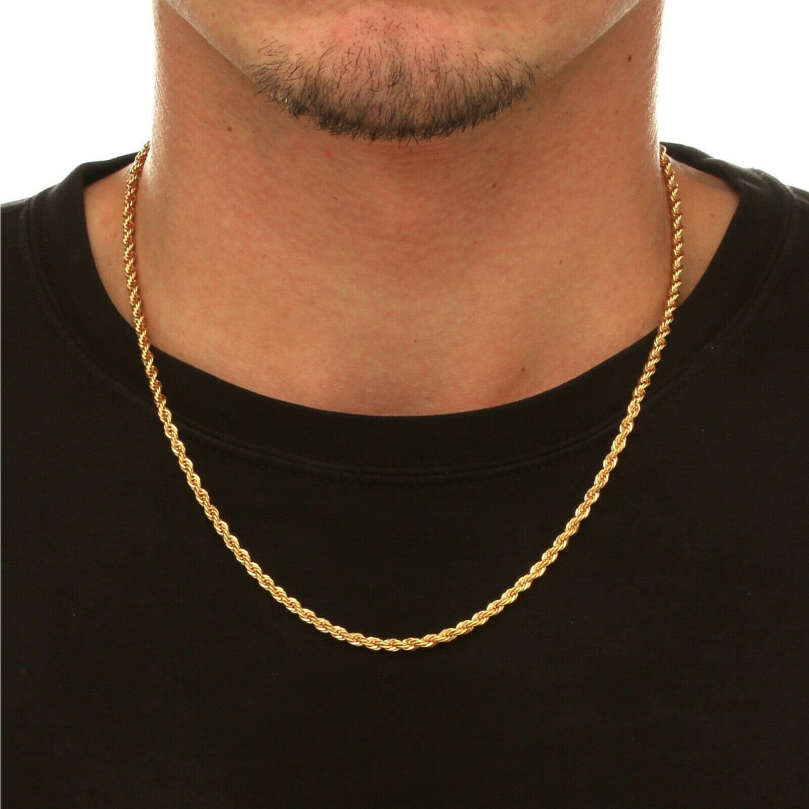RM Rope Chain Necklace, 10K Solid Yellow Gold, 2.5mm, 16", Includes Velvet Gift Pouch