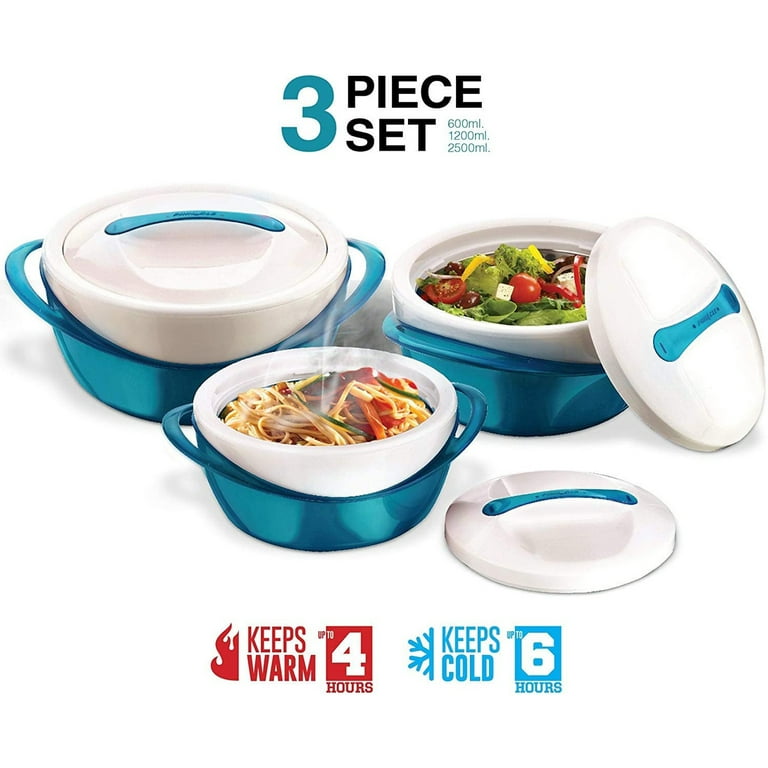 Pinnacle Thermoware Pinnacle 3 Piece Thermo Dish Hot or Cold Casserole Serving Bowls with Lids Turquoise