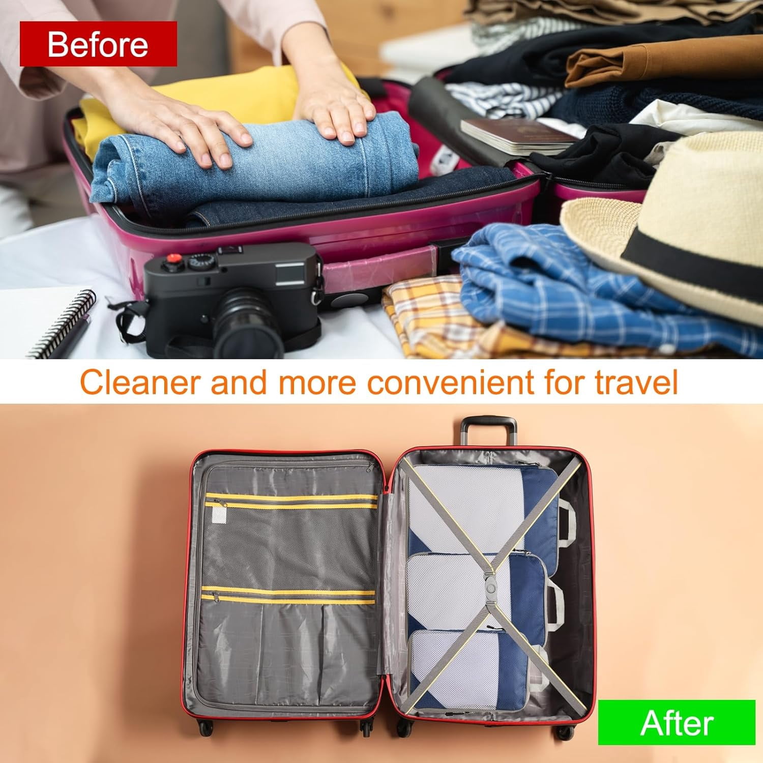 XiHAMA 3pcs Compression Packing Cube for Suitcases Lightweight Luggage Organizers Bag Travel Essentials Compression Bags for Carry on Suitcases