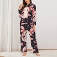 thumbnail image 2 of Pajama Sets for Women 2 Pcs, Cute Axolotl Flower Blossoms Button Down Long Sleeve Sleepwear Lounge PJ Sets, 2 of 6
