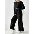 thumbnail image 4 of Aleumdr Women's 2 Piece Outfits Sets Oversized Long Sleeve Textured Matching Set Sweatsuit Sets Black L, 4 of 9