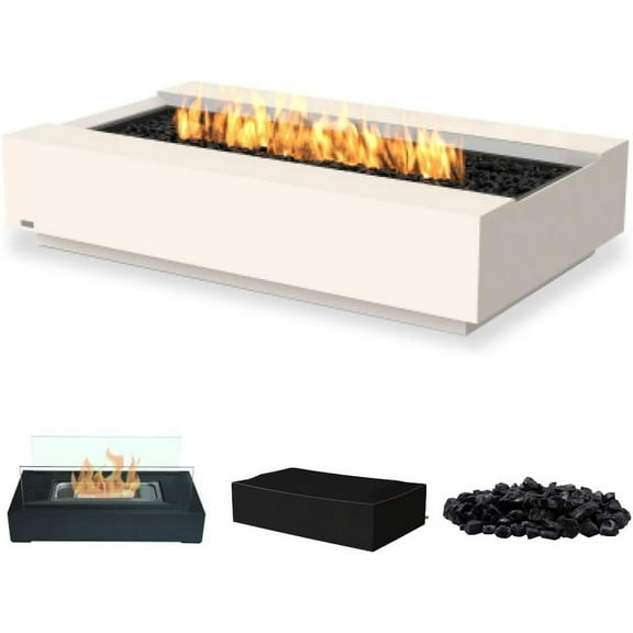 Ecosmart | Cosmo 50 Fire Pit Table | Bone Color | Stainless Steel Gas Burner | Elegant Curved Design with Versatile Wide Lip | Complements Any Decor and Setting