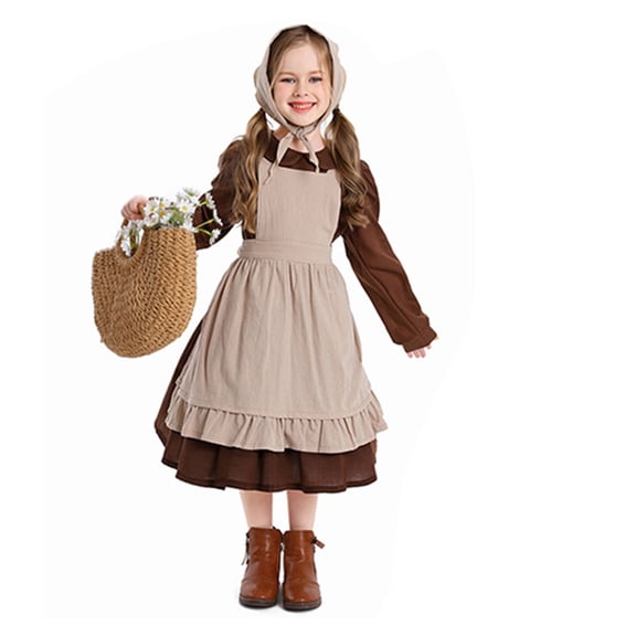 Ruffled Apron Headscarf Set Maid Costume Apron for Kid Girl Women, Maid Apron Kitchen Cake Baking Cooking Apron