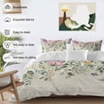 thumbnail image 3 of 3 Piece Eucalyptus Duvet Cover Set Queen Size,Microfiber Comforter/Quilt Cover with Corner Ties and 2 Pillowcases,Sage Green Botanical Leaf Pink Flower Farm All Season Bedding with Zipper Closure, 3 of 8