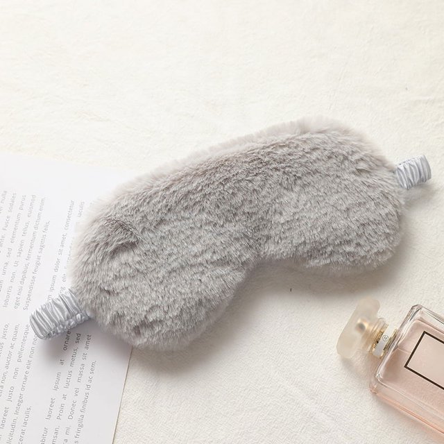 Máscara de ojos para dormir con sombreado de pelo de conejo, máscara de ojos de felpa transpirable y agradable para la piel, bolsa de hielo de otoño e invierno, linda máscara de ojos para el hogar