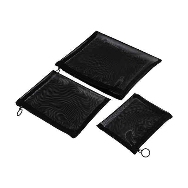 Bolsas de maquillaje de viaje de malla jinwen 3 piezas bolsa de aseo portátil de gran apertura de nailon estilo B