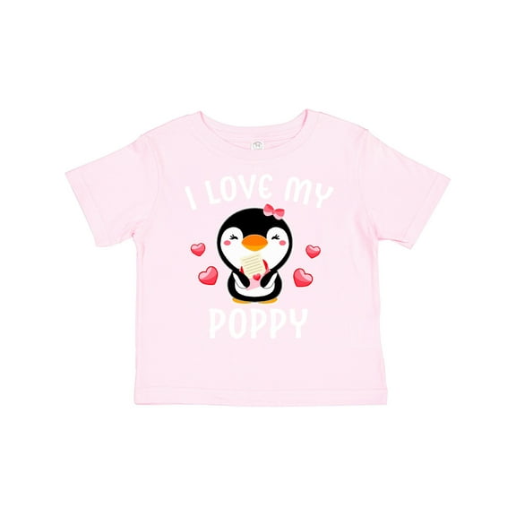 Inktastic I Love My Poppy with Cute Penguin and Hearts Girls Toddler T-Shirt