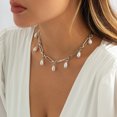 thumbnail image 1 of Joyería europea y americana collar de cadena cruzada simple collar temperamento gota de agua imitación perla collar de borla mujer, 1 of 3