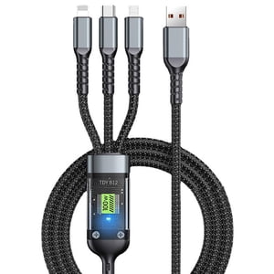 Multi Charging Cable for Universal Devices, Super Fast Charging 3A 3-in-1 Nylon Braided Cord Compatible with All Phone Models