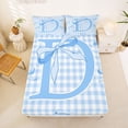 thumbnail image 5 of Erosebridal Kawaii Bow Tie Queen Sheet Sets For Girls,Grid Theme Letter D Personalized Initial Bed Set 4 Pieces, 5 of 6