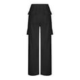 thumbnail image 4 of Black Wide Leg Pants for Womens Fashion Solid Color Loose Straight Leg With Pockets Casual Pants Yoga Pants Fall Outfits Womens Pants Size XXL, 4 of 5